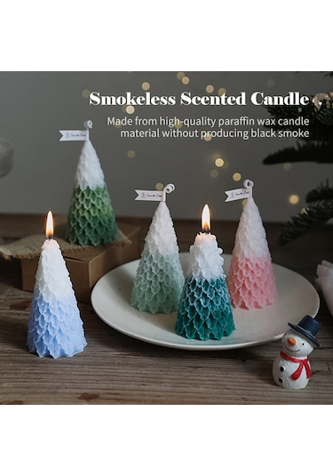Yifomall Yeşil Xmas Ağacı Şekilli Spiral Gümüş Parafin Mum - Sigara İçmez, 3 Saat Yanma Süresi, Noel Dekorasyonu 1 Adet