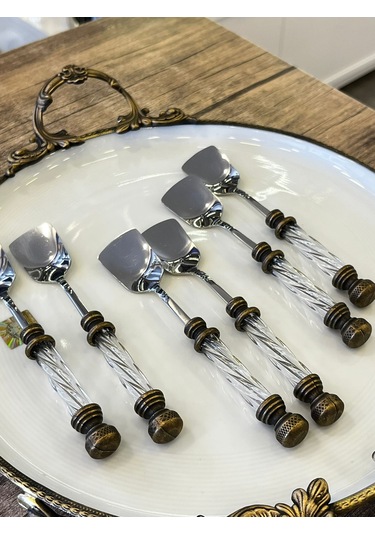 Roy King Dondurma Kaşığı 6 Lı Cam Antik Eym090 Gri