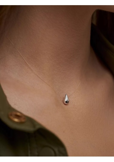 Marıola Balina İpliğinde Asılı Damla Kolye Görünmez Kolye 197437937 Gri