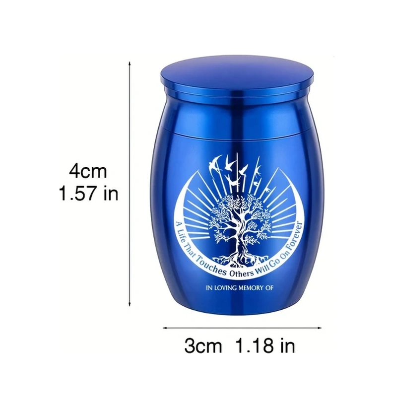 Fochsia Küçük Kül Kutusu - Mavi Su Geçirmez El Yapımı Kremasyon Kül Kabı