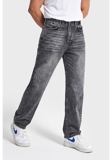 Itsbasic Erkek Füme Renk 4w5-14 Loose Fit %100 Koton Denim Jean