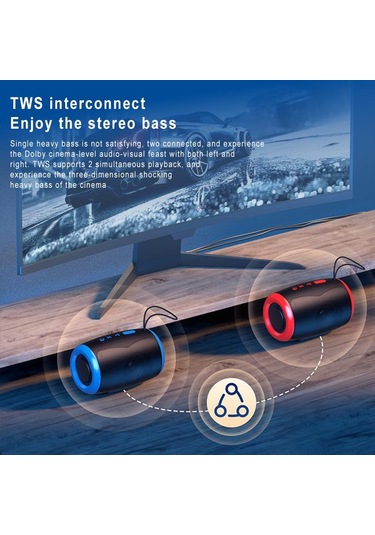 Tsn-1 Taşınabilir Hoparlör Kablosuz Bluetooth Hoparlörler 5.3 Stereo Fm/sd/usb Disk/aux Modları İle Su Geçirmez Dış Mekan İçin Hifi Ses