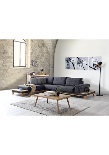 Tempo Köşe Koltuk Antrasit Keten