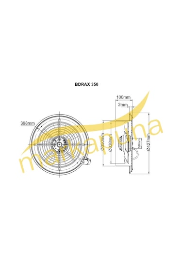 Bvn Bahçıvan Bdrax 350-2K 220 Volt Aksiyel Fan 3110 M³/H 35 Cm