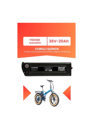 Corelli Quinox Uyumlu 36v 20ah Elektrikli Bisiklet Bataryası Siyah