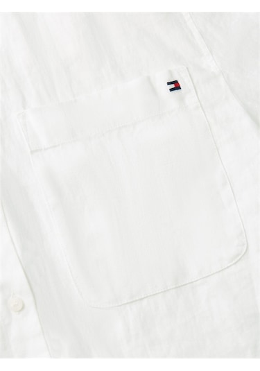 Tommy Hilfiger Ess Lınen Ss Shırt Kadın Beyaz Kk Gömlek - Ww0ww48925