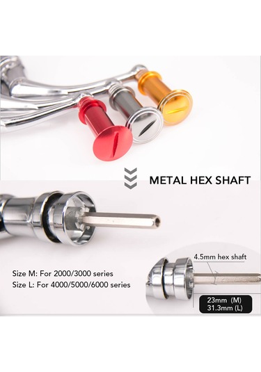 Yuntech01 Tam Metal + Eva Konstrüksiyonlu Sağlam Balık Makinesi Kolu, Ergonomik Tutuş, 4000/5000/6000 Serileri İçin Büyük Boy, Altın Renk