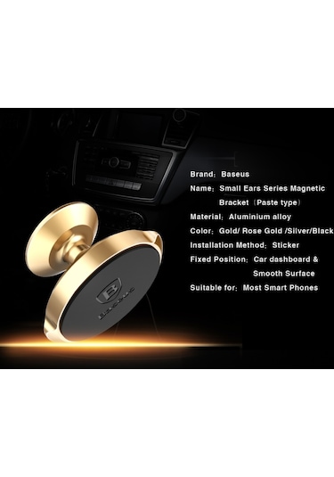 Sones Baseus Küçük Kulaklar Serisi Manyetik Braket, İphone, Samsung, Sony, Htc, Nokia, Lg Cep Telefonu İçin Siyah