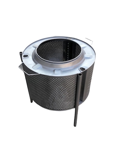 Ateş Çukuru Altı Kapalı Kulplu Model Bahçe Şöminesi Gri