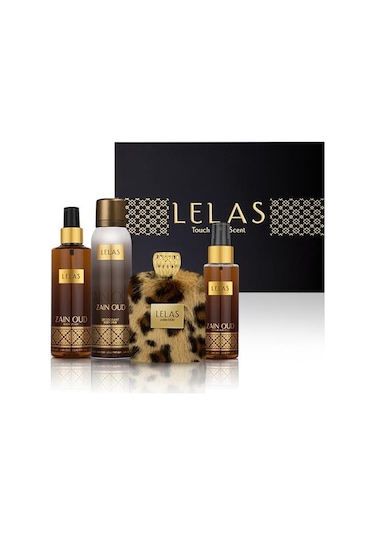 Lelas 1577 Zain Oud Siyah Kutulu Hediyelik Set Parfüm + Deodorant + Vücut Spreyi + Saç Spreyi