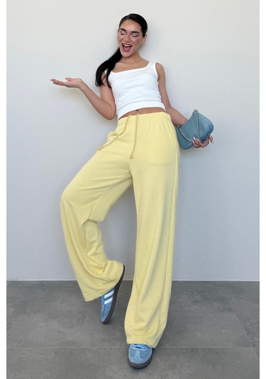 Madmext Sarı Bol Paça Kadın Eşofman Altı Mg2279 Sarı