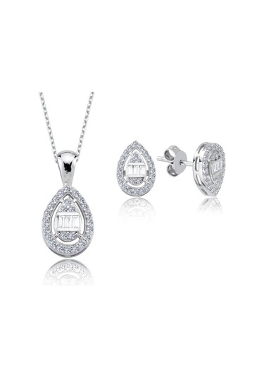 Mia Vento Pırlanta Montür Baget Damla İkili Gümüş Mini Set