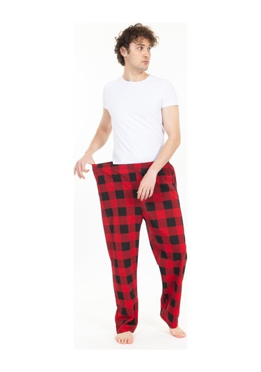 Büyük Beden Erkek Pijama Altı Cepli Fermuarlı Blr-08- 1005 Kırmızı