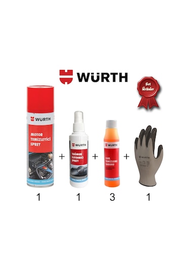 Würth Motor Temizleme - yağmur Kaydırıcı - cam Sabunu - eldiven
