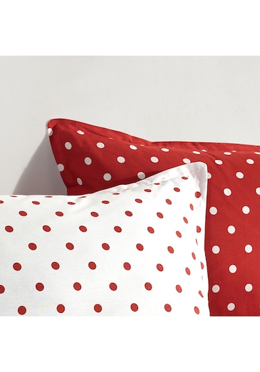 Coté Blanc Dots Kırmızı %100 Pamuk 2'Li Yastık Kılıfı