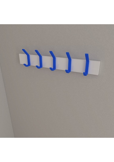 Hepsi3boyutlu Modern Duvar Kapı Askılık - 5 Adet Mavi Askılık Mavi
