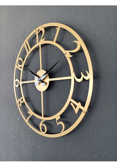 Rakamlı Metal Gold - Altın Duvar Saati 1,5 Mm Kalınlık 41x41 Cm Altın