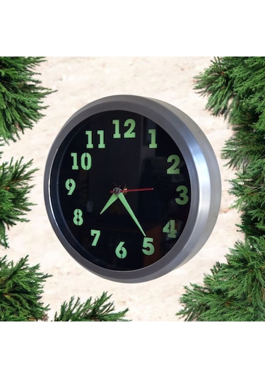 Fosforlu Metal Mini Duvar Saati Çap 20 Cm Küçük Saat Metal