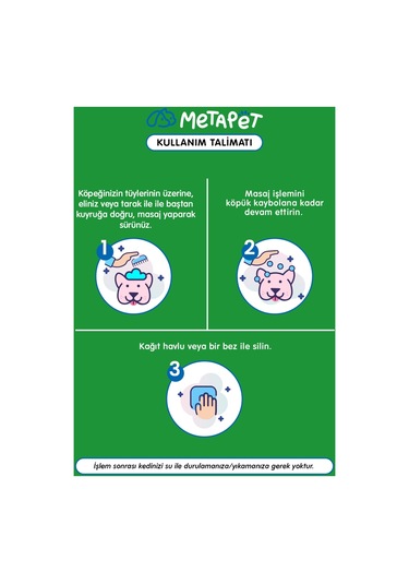 Metapet Tüy Dökülmesi Karşıtı Köpek Kuru Köpük Şampuanı 200 ML