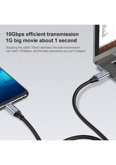 Sones 2m 10gbps Usb-c / Type-c Dişi - Erkek Dirsek Şarj Veri İletim Uzatma Kablosu
