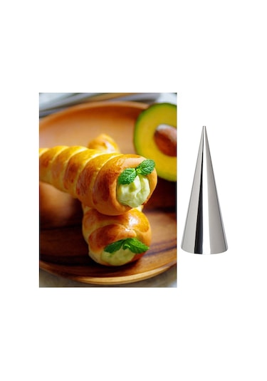 12 Adet Konik Boru Koni Rulo Kalıpları Paslanmaz Çelik Spiral Kruvasan Kalıpları Pasta Kremalı Boynuz Kek 8.7 2.5cm