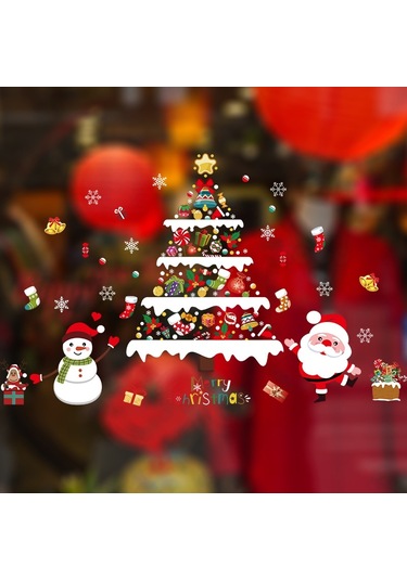 Noel Dekorasyon Çıkartmaları Sahne Düzeni Pencere Statik Çıkartmalar 60x90cm