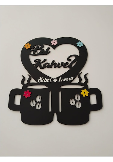 Mutfak Duvar Süsü Bi Kahve İsteğe Bağlı Kişiye Özel İsim Yazılı