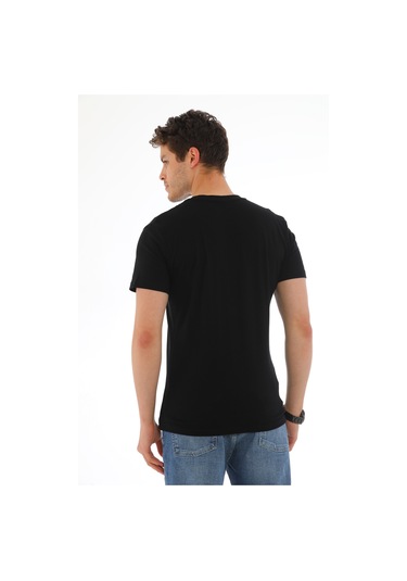 Everest Kısa Kol Pamuklu Yuvarlak Yaka Erkek Günlük Tişört Siyah