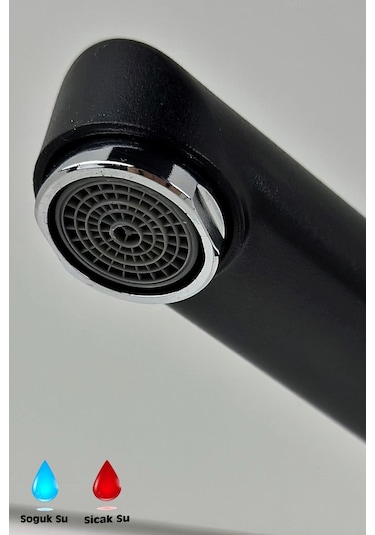 Siyah Mix Mutfak Bataryası Filtreli Mutfak Musluğu Eviye Bataryası Çift Su Girişli Siyah