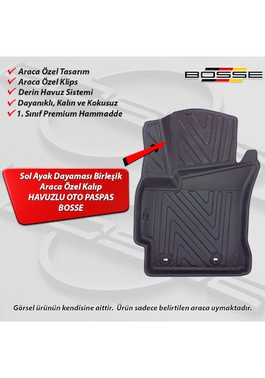 Toyota Corolla Paspas Araca Özel 2013 2018 BOSSE 3D Havuzlu Oto Paspas