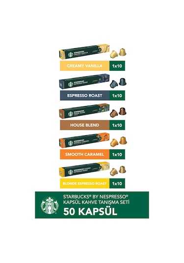 Nespresso Uyumlu Starbucks Kapsül Kahve Tanışma Seti 50'li Kapsül Kahve