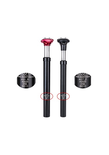 Jeehugo Mountain Bike Hidrolik Tamponlu Oturma Çubuğu, 27.2mm, Yüksek Mukavemetli Alüminyum, 42/50mm Seyahat Aralığı, Siyah-kırmızı Kırmızı