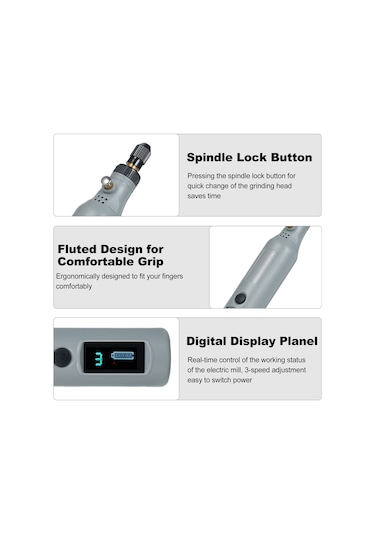 Moveevo Siyah/gri Renk Seçenekli, 3.7v Çıkış Gerilimli, 1500mah Pil Kapasiteli, 3 Vitesli Döner Alet Seti