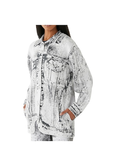 Ph5 Hana Denim Desenli Oversize Ceket Gri