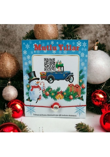 Yılbaşı Hediyesi,yeni Yıl Hediyesi Bileklik Qr Kodlu Yılbaşı Şarkılı Noel Babalı 10 Adet