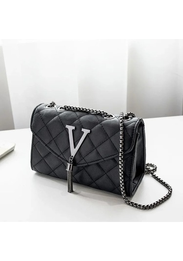 Trendy Büyük Kapasiteli Manyetik Toka Saçak Zincir Çanta Elmas Izgara Omuz Pembe Pembe