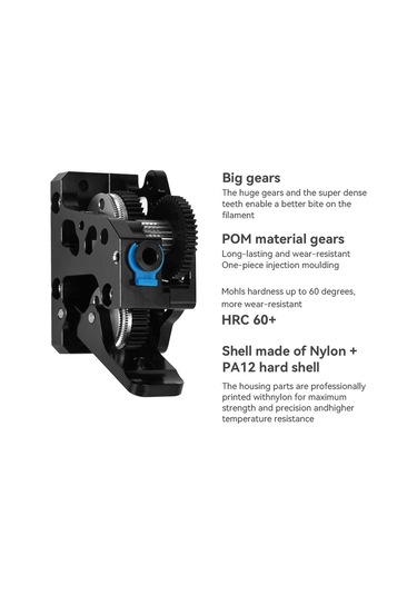 Qingmipy Cr10/ender3 V2 Uyumlu Hgx-lıte Çift Dişli Ekstruder - Sert Çelik Geri Çalışma Dişlisi Ve 36mm Hızlı Motor Siyah Siyah