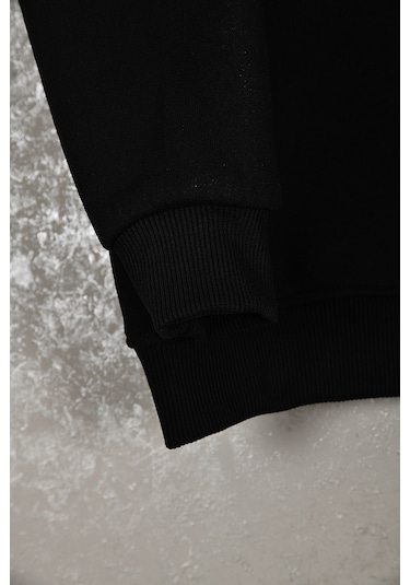 Çocuk Celtic Oversize Baskılı Pamuklu Uzun Kollu Bisiklet Yaka Sw Siyah