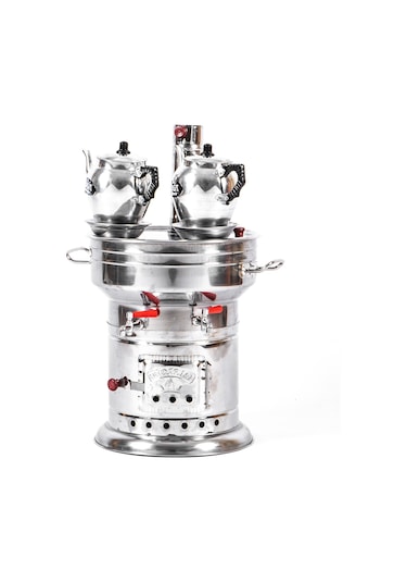12 Litre Semaver 2 Adet Alüminyum Demlik Çift Çeşme İçt