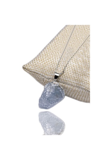 Sertifikalı Ham Işlenmemiş Doğal Akuamarin Taşı Kolye Gümüş Apar Çok Renkli