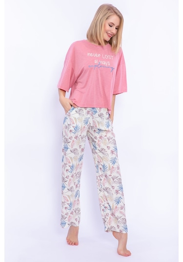 Arnetta Never Lost  Retro Pembe Bol Kesim Kadın Pijama Takımı
