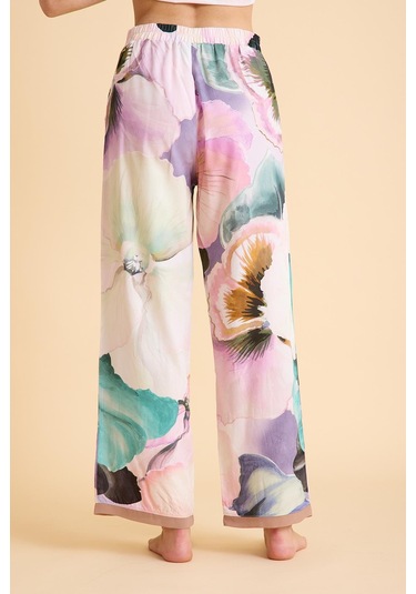 Paradise Çiçek Desenli Önden Düğmeli, Kısa Kollu Viskon İpeksi Pijama Takım Desenli