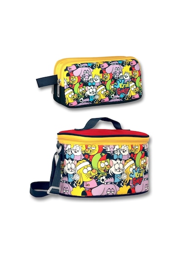 Kral Şakir Karakterler Isı Yalıtımlı Beslenme Çantası Ve Kalemlik Seti - Sarı - Erkek Çocuk
