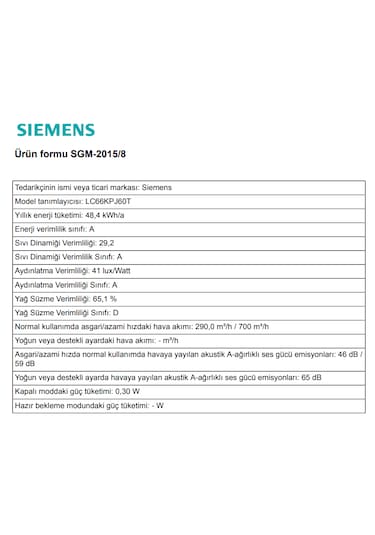 Siemens LC66KPJ60T iQ300 Duvar Tipi Davlumbaz 60 CM Siyah