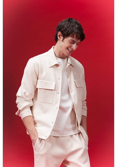 DeFacto Polo Yaka Çıtçıt Kapamalı Cepli Gömlek Ceket Z5178AZ24SPBG144 DeFacto Polo Yaka Çıtçıt Kapamalı Cepli Gömlek Ceket Z5178AZ24SPBG144