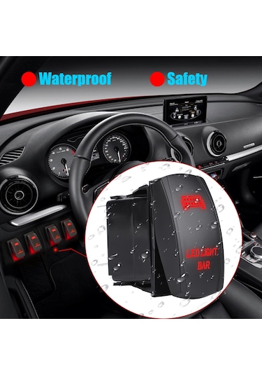 Yaozixa 12v/24v 5 Pin Su Geçirmez Led Işıklı Kayar Anahtar - Araç, Moto, Tekne, Karavan Kullanıma Uygun Mavi Işık