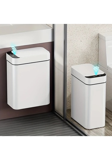 Honeybeeshop Beyaz 11l Mutfak Banyo Dokunmatik Otomatik Sensor Kapakli Cop Kutusu