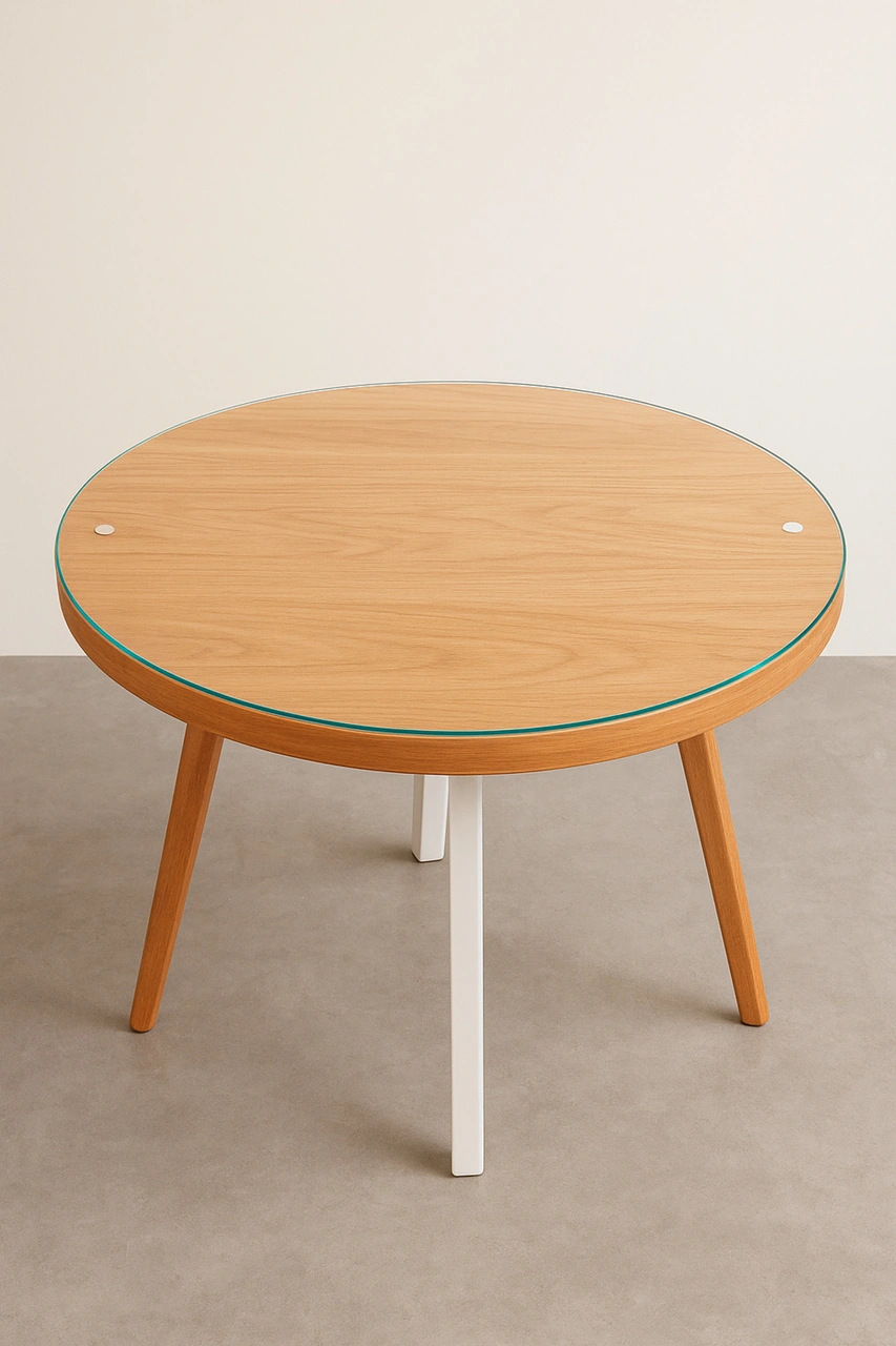 "yuvarlak Temperli Cam Masa Üstü Şeffaf Dayanıklı Cam Tabla Lüks Ve Modern Tasarım" Beyaz