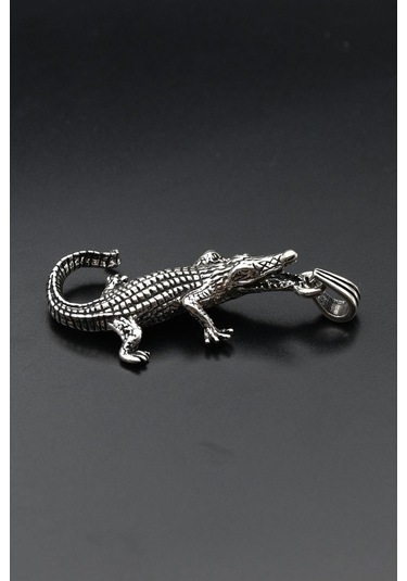 Timsah Figürlü Kolye Ucu 925 Ayar Gümüş