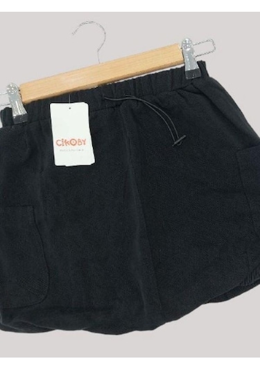 Kız Çocuk Tencel Kumaş Balon Etek-13671 Siyah